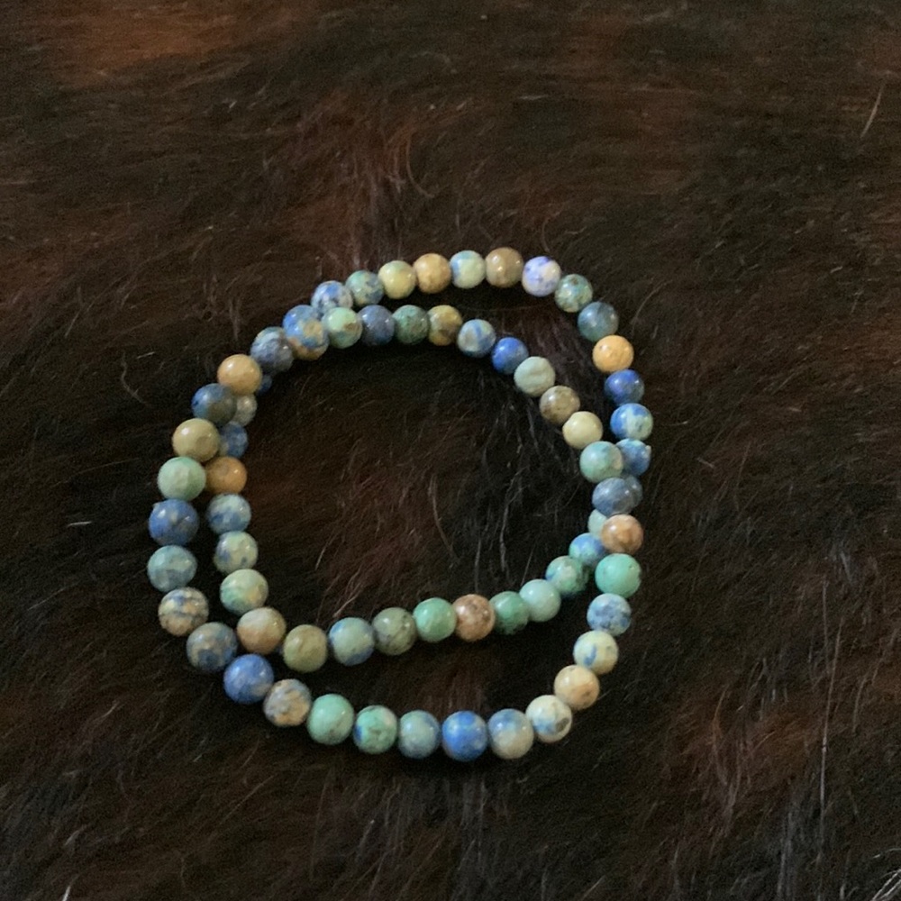 2 Natural Azurite Faceted Round Beads 3mm|Beads| bracelets